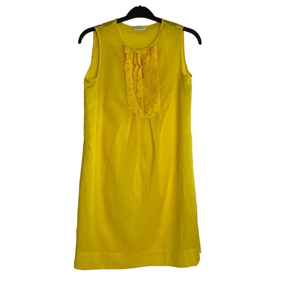 Mini‎ Dress Clavin Klein Yellow Ruched Sleeveless - Picture 1 of 10